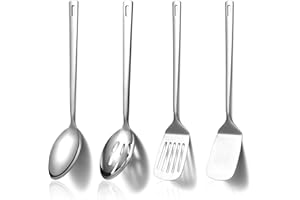 Homquen Stainless Steel Kitchen Utensils Set 4pcs, Cooking Utensils Set, Kitchen Tools Spatulas Set, Cooking Spoons, Home Ess