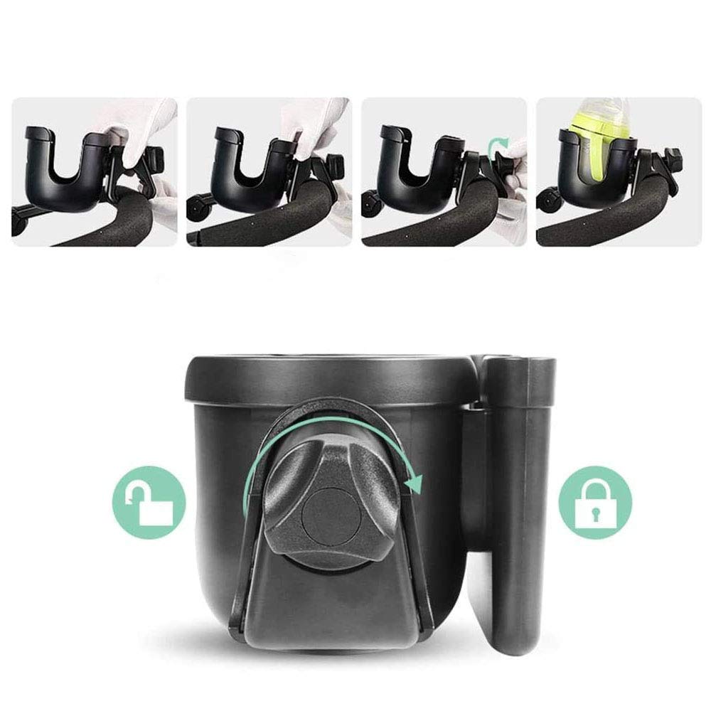 Parent Cup Holder for Stroller,Stroller Cup Holder, Bicycle Cup Holder, Universal Cup Holder Rack for Buggy Pushchair Wheelchair Bike and More (Black) (Black): Baby