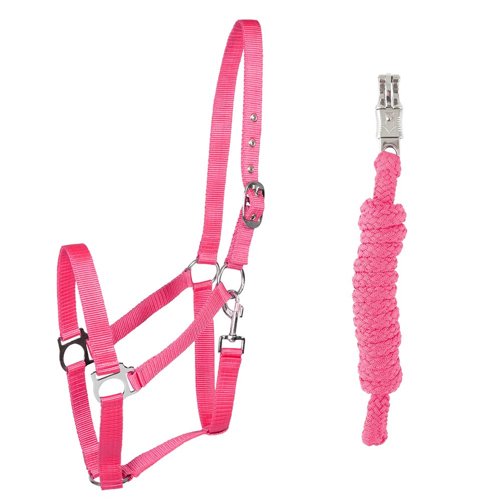 PFIFF 102931 Halter and Rope Set, Plastic Halter Lead Rope, Pink Pony