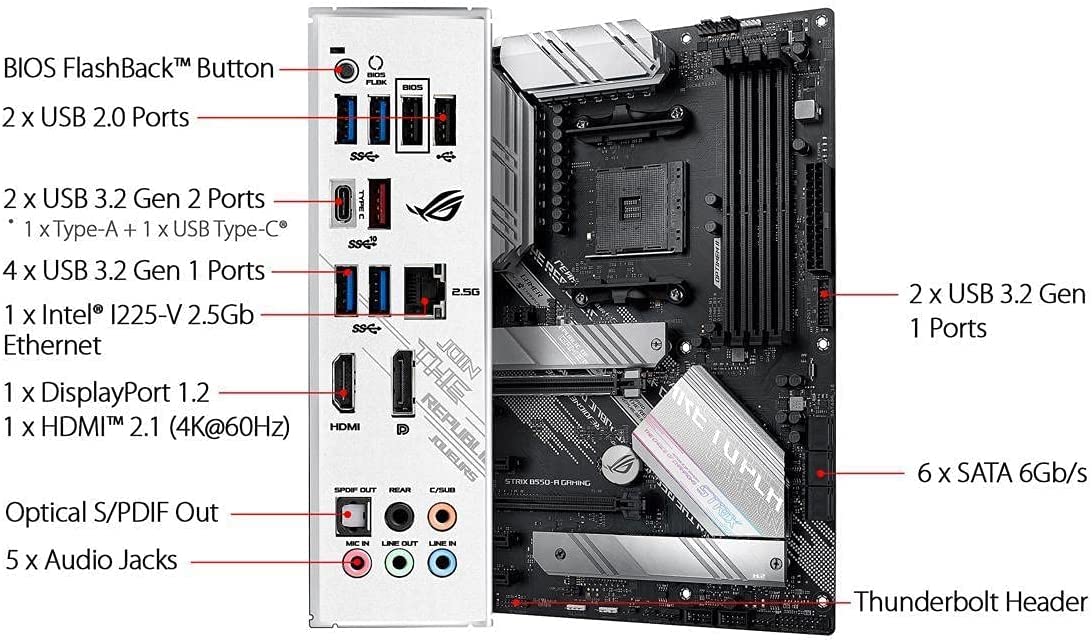 INLAND AMD Ryzen 7 5700X 8-Core 16-Thread Unlocked Desktop Processor with ASUS ROG Strix B550-A AMD AM4 Zen 3 Ryzen 5000 ATX Gaming Motherboard