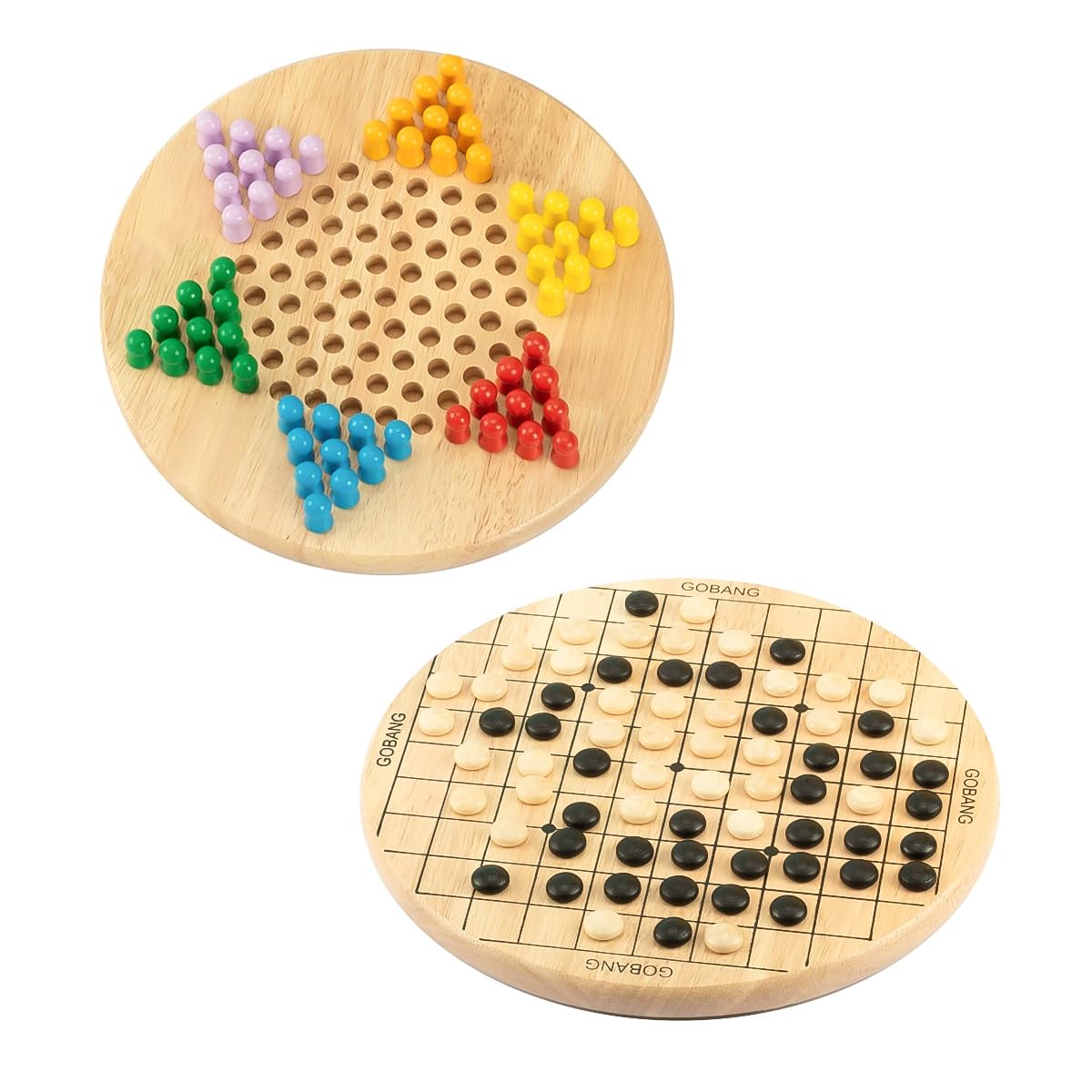 Nicear Chinese Checkers And Go Game Family Wooden Games Reversible Classic Games Wooden Vintage Style Chinese Checkers