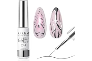 RARJSM Metallic Silver Gel Liner Nail Art 3D Mirror Chrome Effect Gel Nail Polish 8ml Build in Thin Brush Metal Painted Drawing Striper Gel Polish Soak off Curing Requires for Home Salon Diy Painting