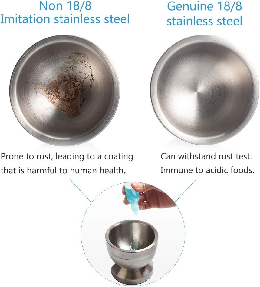Tera 18/8 Stainless Steel Mortar and Pestle with Brush, Pill Crusher, Spice Grinder, Herb Bowl, Pesto Powder: Kitchen & Dining