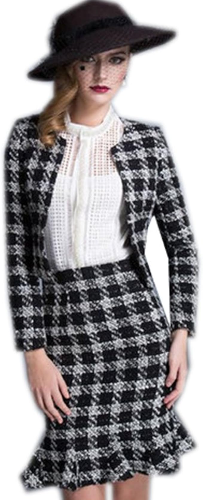 Amazon 品 レディース クラシカルツイードスーツ マーメイドスカート スカートスーツ 通販