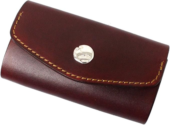 Amazon モト Leather Silver Moto Kc5d 手染めキーケース Burgundy One Size Burgundy バッグ スーツケース