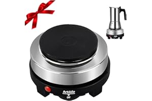 Artilife 500W Small Hot Plate Mini Hot Plate,Electric Single Hot Plate,Multi-Function Portable Stove Kitchen Cooktop Electric