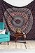 Hippie Tapestry, Hippy Mandala Bohemian Tapestries, Indian Dorm Decor, Psychedelic Tapestry Wall Hanging Ethnic Decorative Tapestry (Queen (84 X 85 inches Approx)(214 X 226 cms), Pastel Navy Blue)