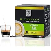 Mixpresso Lungo Coffee Espresso Capsules Compatible With Nespresso Original Brewers, Single Cup Coffee Pods 100% from Italy, Dark Roast 80% Arabica Espresso, 50 Count Coffee Capsule Intensity 10/12