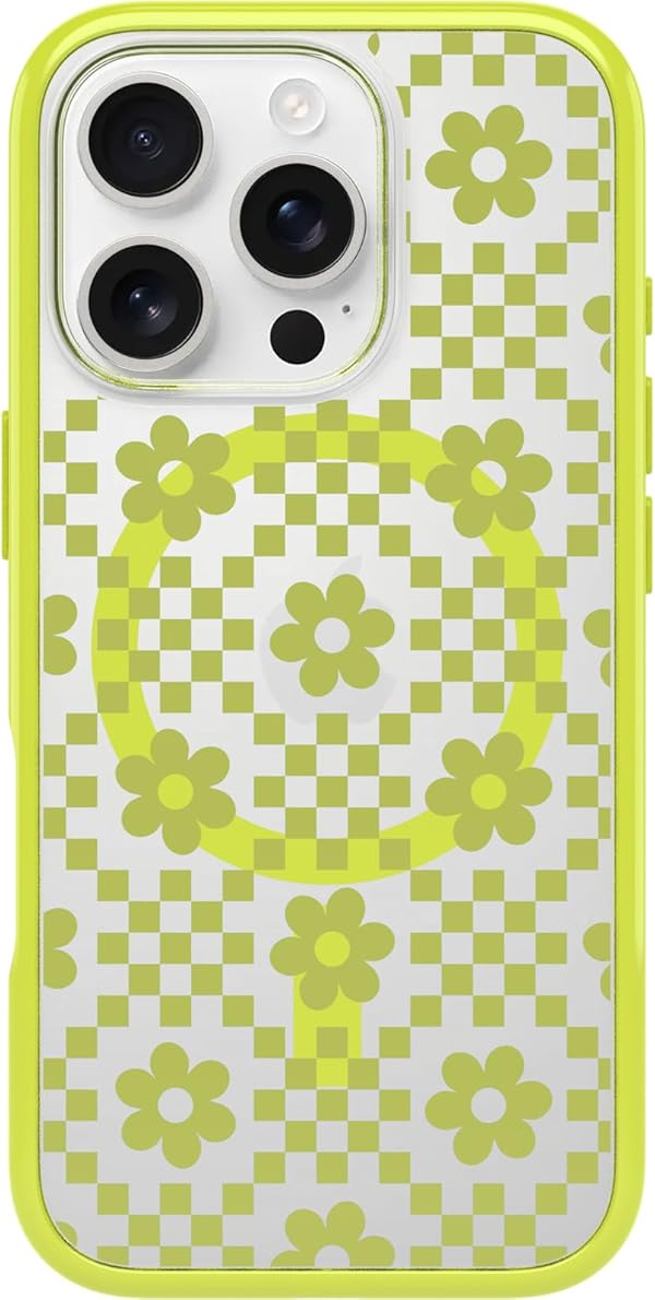 OtterBox Symmetry Series Clear MagSafe transparente Hülle für iPhone 16 Pro, stoßfest, sturzsicher, schützende Hülle, 3X getestet nach Militärstandard, Transparent/Gelb