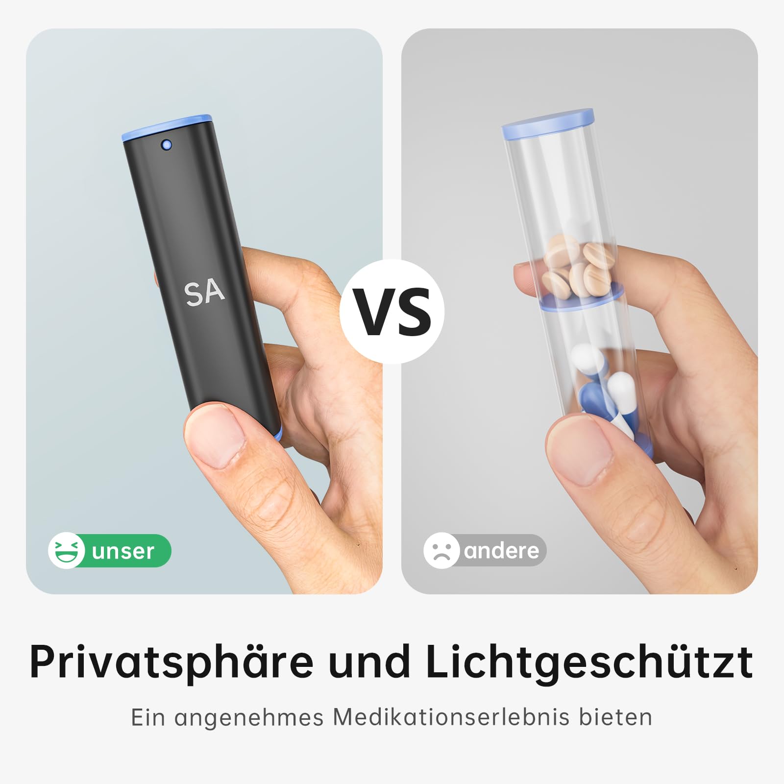 KOVIUU Tablettenbox 7 Tage Morgens Abends, BPA Frei Pillendose 2 Fächer Große für Unterwegs Abnehmbar, Medikamentenbox 7 Tage Datenschutz Verdickt, Pillenbox für Medikamente Vitamine Fischöl Schwarzl 5