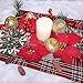 26 Pcs Assorted Artificial Winter Christmas Table Decorations Set Table Scatter Vase Bowl Fillers Golden Glitter Apples Pears Mini Pine Cones Poinsettia Flower Heads Snowflakes Red Berry Picks