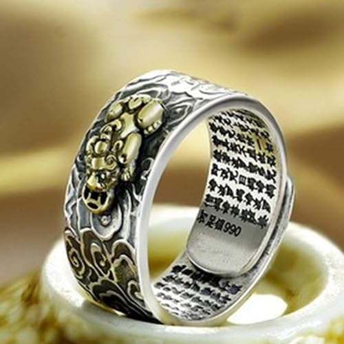 JAJAFOOK Adjustable Feng Shui Pixiu Ring - 925 Sterling Silver & Copper Lucky Wealth Amulet For Men & Women
