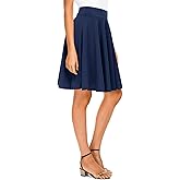 Urban CoCo Women's Basic Midi Skirt Versatile Stretchy Flared Casual High Waisted Skirt