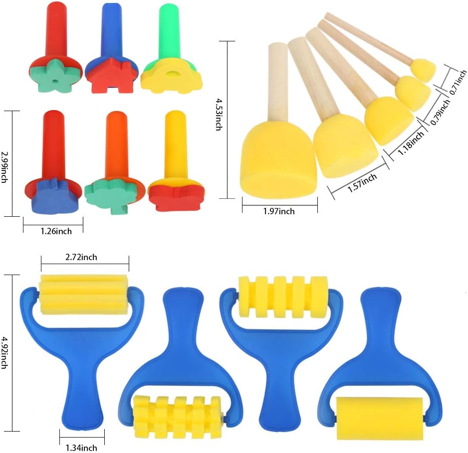 39pcs Kids Paint Sponges, YGDZ Early Learning Kids Toddlers Paint Brushes Sponge Stamps Foam Art Craft Drawing Tools