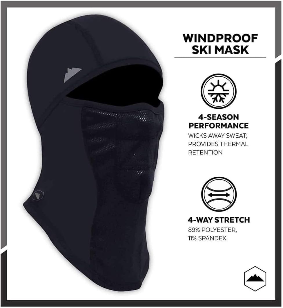 Balaclava Ski Mask - Winter Face Mask for Men & Women - Cold Weather Gear for Skiing, Snowboarding & Motorcycle Riding Black: Automotive