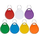 Uniclife 1.5 Inch Colorful Key Tags for Labeling Writable Round Plastic Key Chain Tags with Split Rings Sturdy Item Identifiers in 7 Assorted Colors, 50 Pack