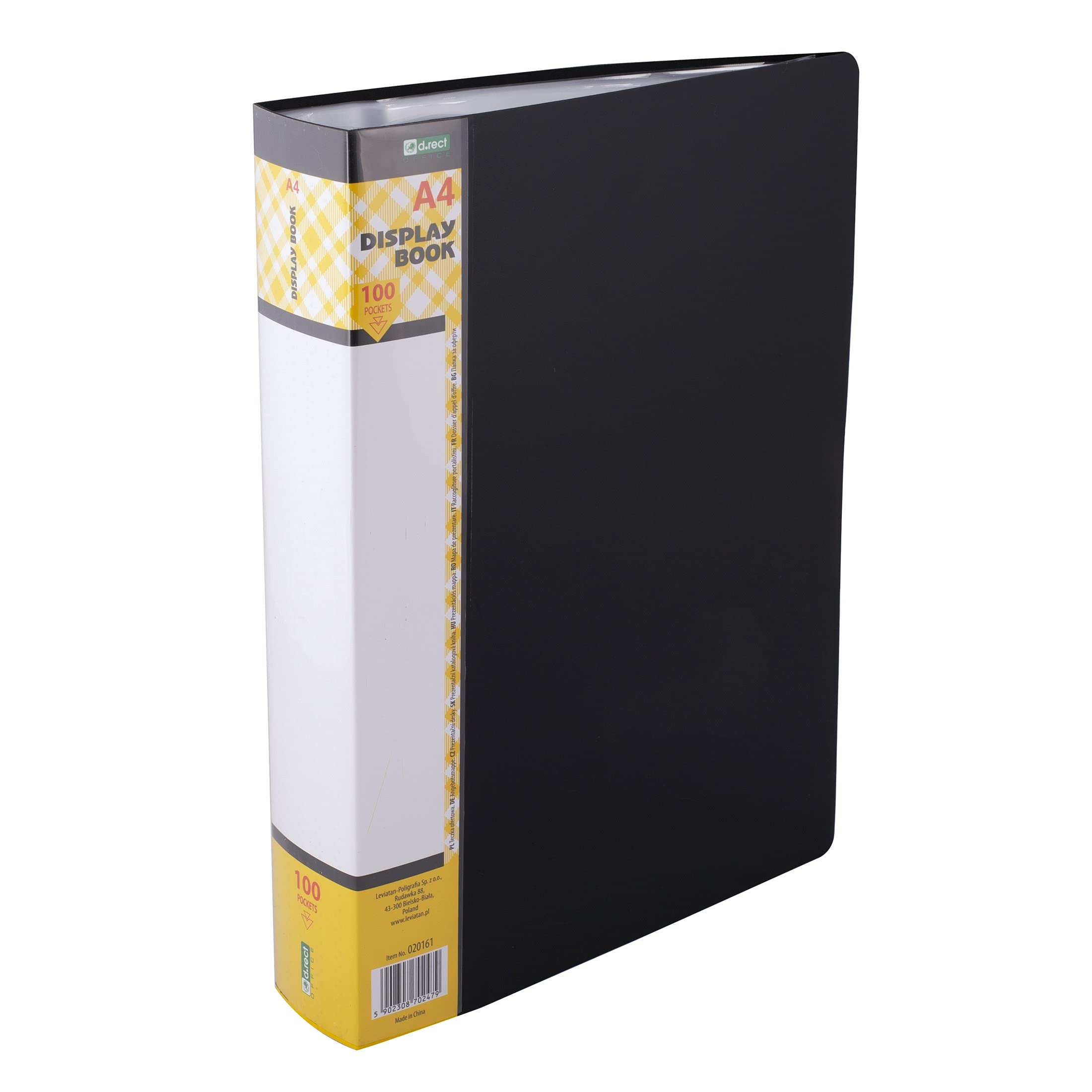 D.RECT Display Book PP A4 | 100 Pockets | Display Folder | Solid | Presentation Folder | Offer Folders | Black