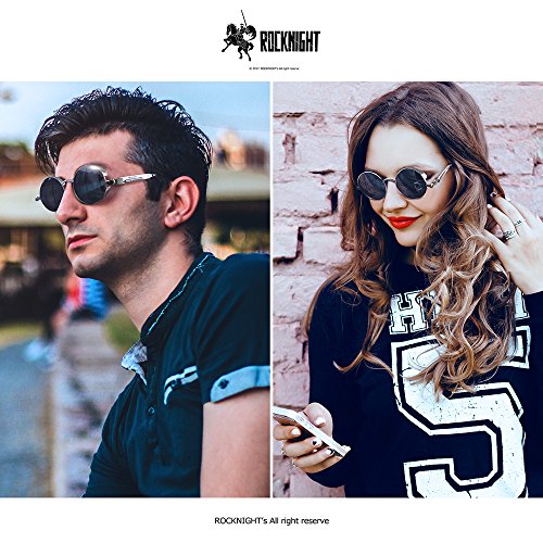 Rocknight Gothic Steampunk Polarized Full Metal Round Frame Sunglasses UV Protection silver & silver