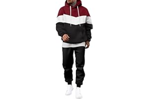 JMIERR Men's Hoodie Tracksuit 2 Pieces Set Novelty Color Block Pullover Fleece Hoodies Long Sleeve Casual Sweatshirt