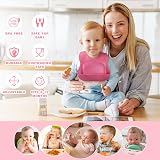 Vicloon Silicone Baby Bib 2PCS Waterproof with Wide Food Catcher Pocket Pink view 6