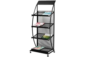 Floor-Mounted Magazine Rack, Mobile Newspaper Rack, Information Storage Display Rack, Elegant Design Metal Rack, for Home Off