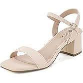 IDIFU IN2 Low Block Heels for Women Chunky Heels Square Open Toe Heeled Sandals Wedding Bride Prom Graduation Dress Shoes Comfortable Cute Trendy Summer Casual Ankle Strap Heels
