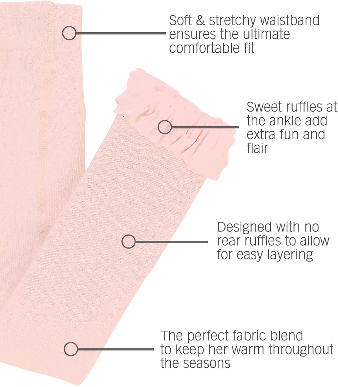 RuffleButts Girls Ankle Length Knit Footless Ruffle Tights: Clothing