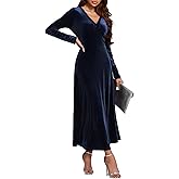 UUXQOYGR Women Velvet Maxi Dress Long Sleeve