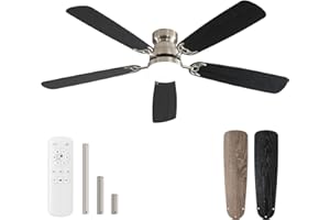Sofucor 52" Ceiling Fans with Lights and Remote, 6-Speed 3-Color 3-Timer Low Profile Ceiling Fan with Light, Noiseless Reversible DC Motor for Bedroom Living Room (3 Downrods for High Floor)