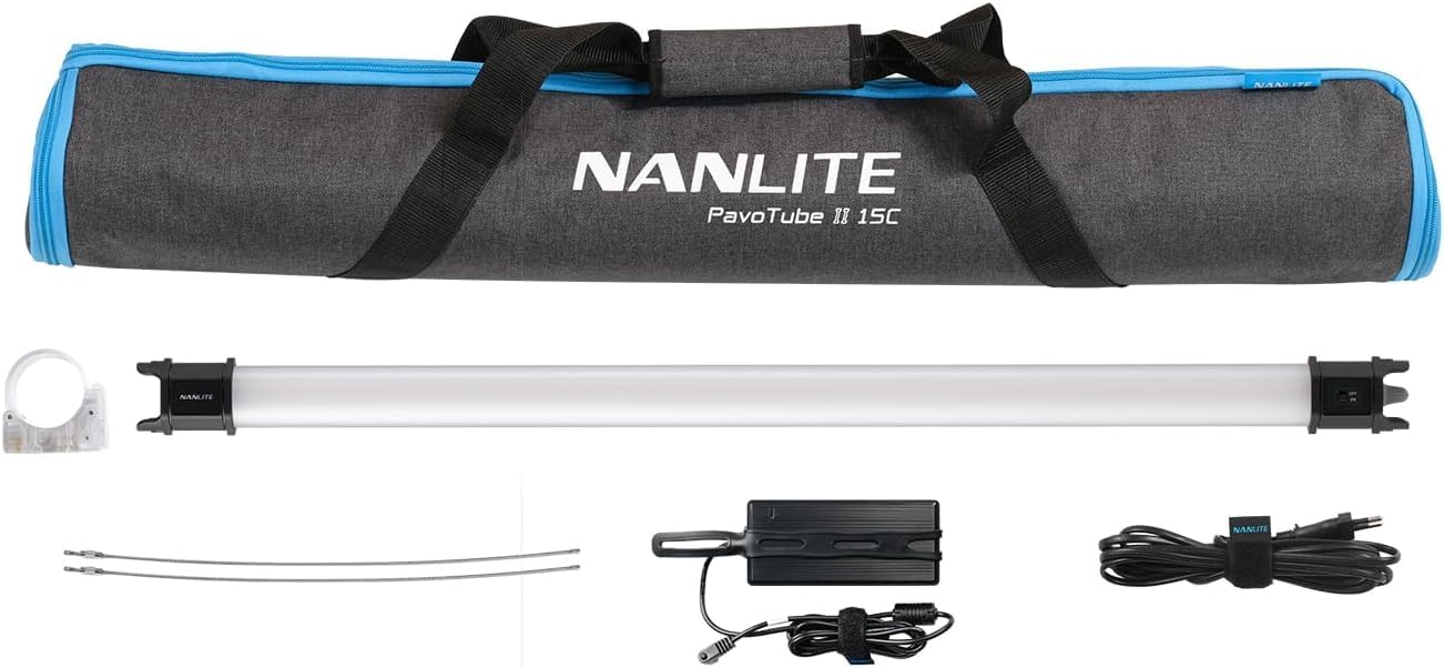 NANLITE PavoTube II 15C LED RGB Tube, 2.4G Bluetooth Smart Wireless Control, 2700K-7500K (G/M±150) Ultra-Wide Color Gamut, 30W Portable Handheld Photography Lighting Stick