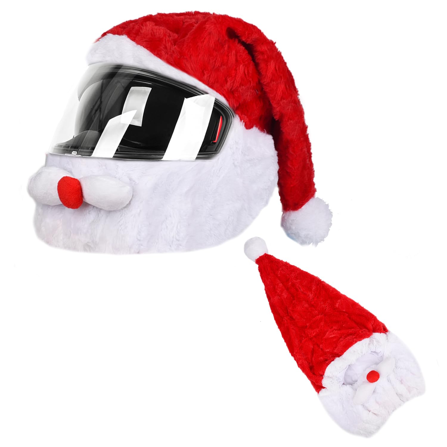 NAUZE Christmas Hat Motorcycle Helmet Cover Plush Helmet Cover Santa Claus Helmet Cover Protective Accessories for Motorcycle Helmets Decoration