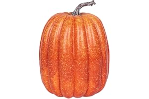 Lizxun 8 Inch Large Artificial Pumpkins Hallween Decor DIY White Decorative Foam Pumpkins Cute Fake Pumpkins for Hallween Autumn Harvest Home Decorations (Yellow, 8 in)