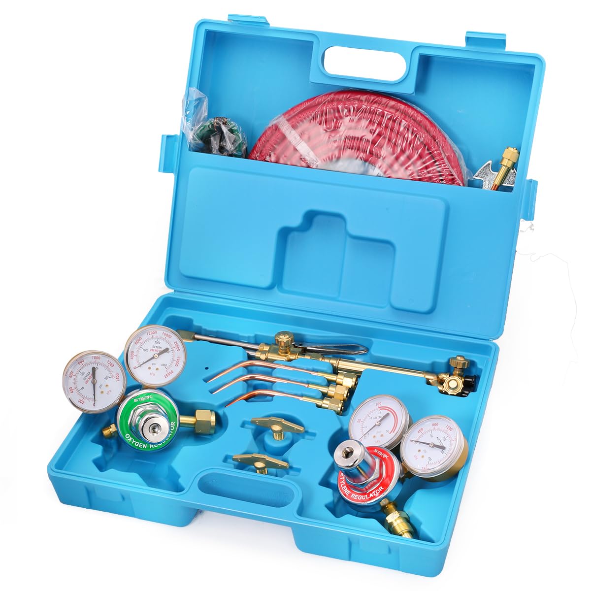Photo 1 of Stark USA Portable Oxygen Acetylene Welder Include Nozzles Cutting Torch, Gauge, Regulators Set With 15'ft Hose, Carrying Case