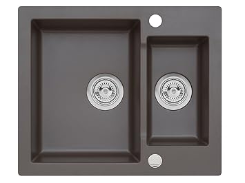 AXIS KITCHEN Mojito 80 Dark Chocolate Braun Einbau Axigranit 60er Unterschrank Küchenspüle 60x50cm Siphon, Exzenter Spuele