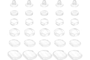 uxcell Earring Pads, 60pcs 6 Styles - Silicone Clip-on Earring Backs, Comfort Earrings Cushions Replacements (Clear)