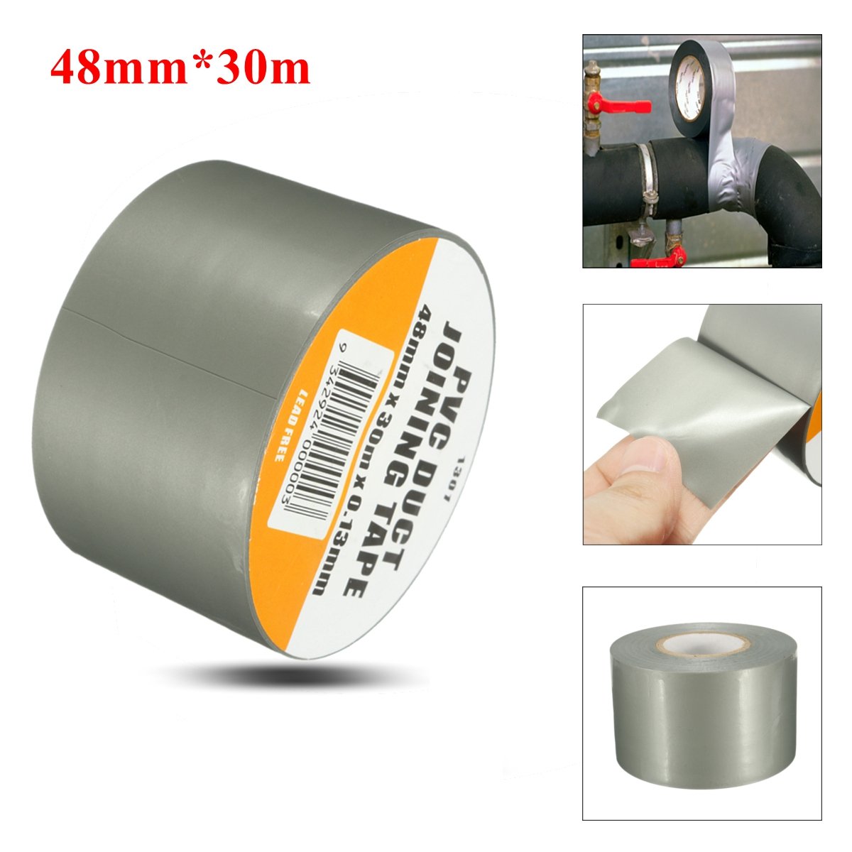 New PVC Duct Tape Waterproof Heavy Duty Gaffa Cloth Silver Grey 3000x4