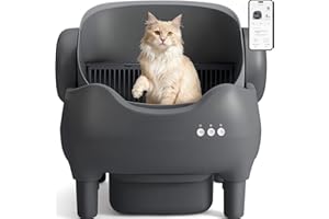 KITPLUS Self Cleaning Litter Box, Automatic Cat Litter Box with APP Control, Odor-Free Waste Disposal Includes Trash Bags, Large Waste Bin, Open-Top, for Multiple Cats