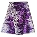 pqdaysun 5 Yards African Net Lace Fabrics Nigerian French Fabric Embroidered and Rhinestones Guipure Cord Lace (purple and white)