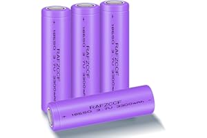 RAFZCCF 18650 Battery, 4Pack 3300mAh 3.7V 18650 Rechargeable Battery Flat top Lithium Batteries for Headlamp, Solar Lights, Remote Controls, Mini Fans