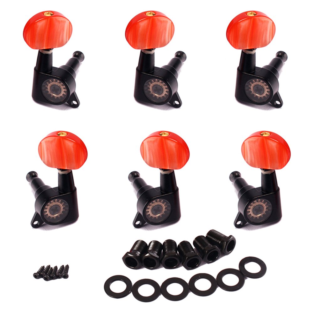 Enclosed B01i3cy5zc 6 Winomo Pegsマシンヘッドチューナーpealレッドプラスチックボタンforアコースティックギター3l3rパックof Gold Tuning アコースティックギターパーツ 美品