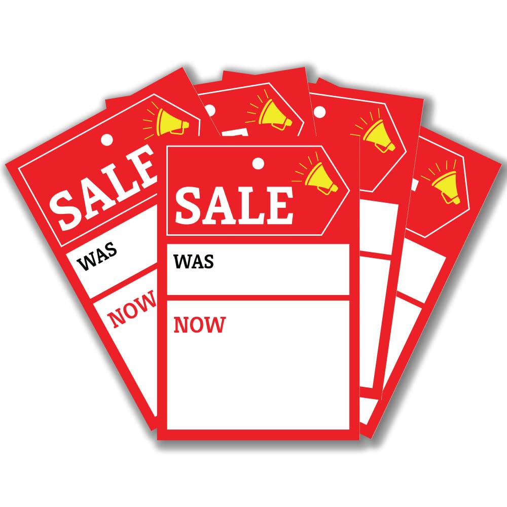 Pack of 100 Sale Tags for Retail Cards (85 x 55 mm) Sale Signs Promotional Sales Tag Cards for Clothing & Accessories Papa Prints®