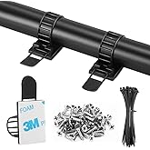 50Pcs Adhesive Cable Management Clips with 50Pcs Zip Ties, Adjustable Nylon Cable Strap Ties Wire Clips Clamps Organizer with Strong Adhesive Tape, Extra Screw & Hole - 3.35 Inch Black