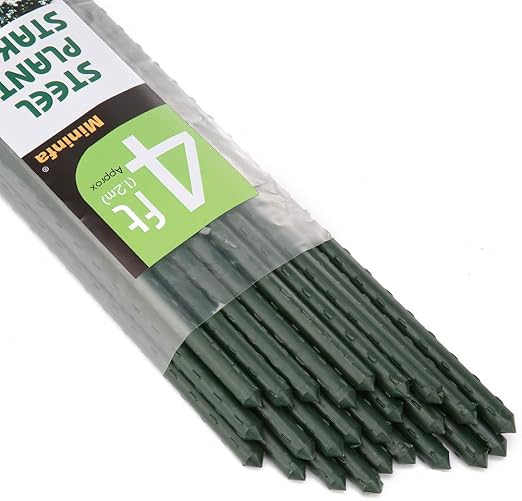Mininfa Steel Plant Stakes 4 Feet, Plastic Coated Metal