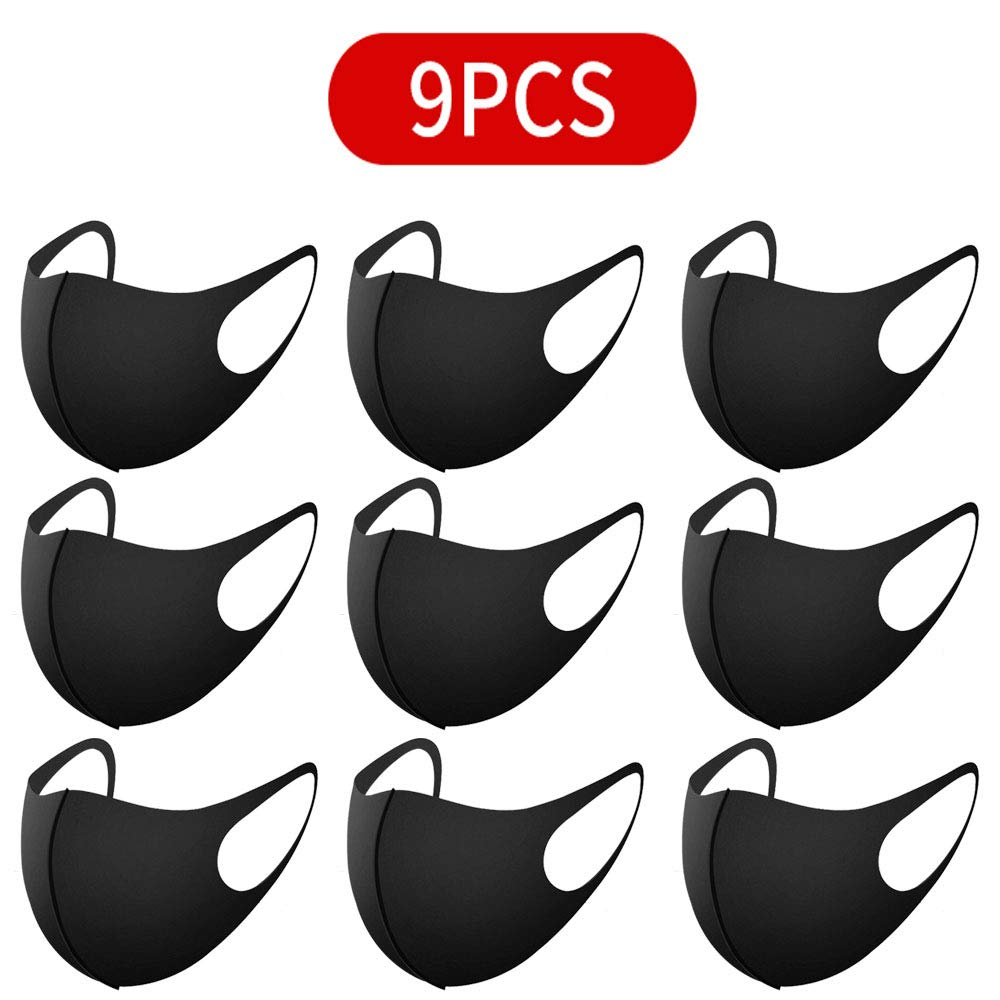 QUEES 9 pcs Mouth Masks Anti Dust Face Mask For Cycling Camping Travel Motorcycle Unisex Reusable