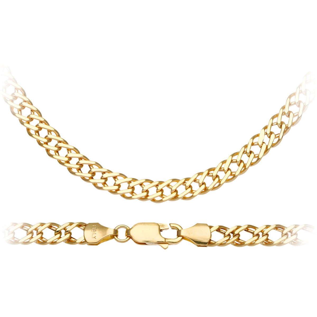 Elegano 9ct Yellow Gold Necklace – Flat Double Curb Chain 20” Women’s Necklace