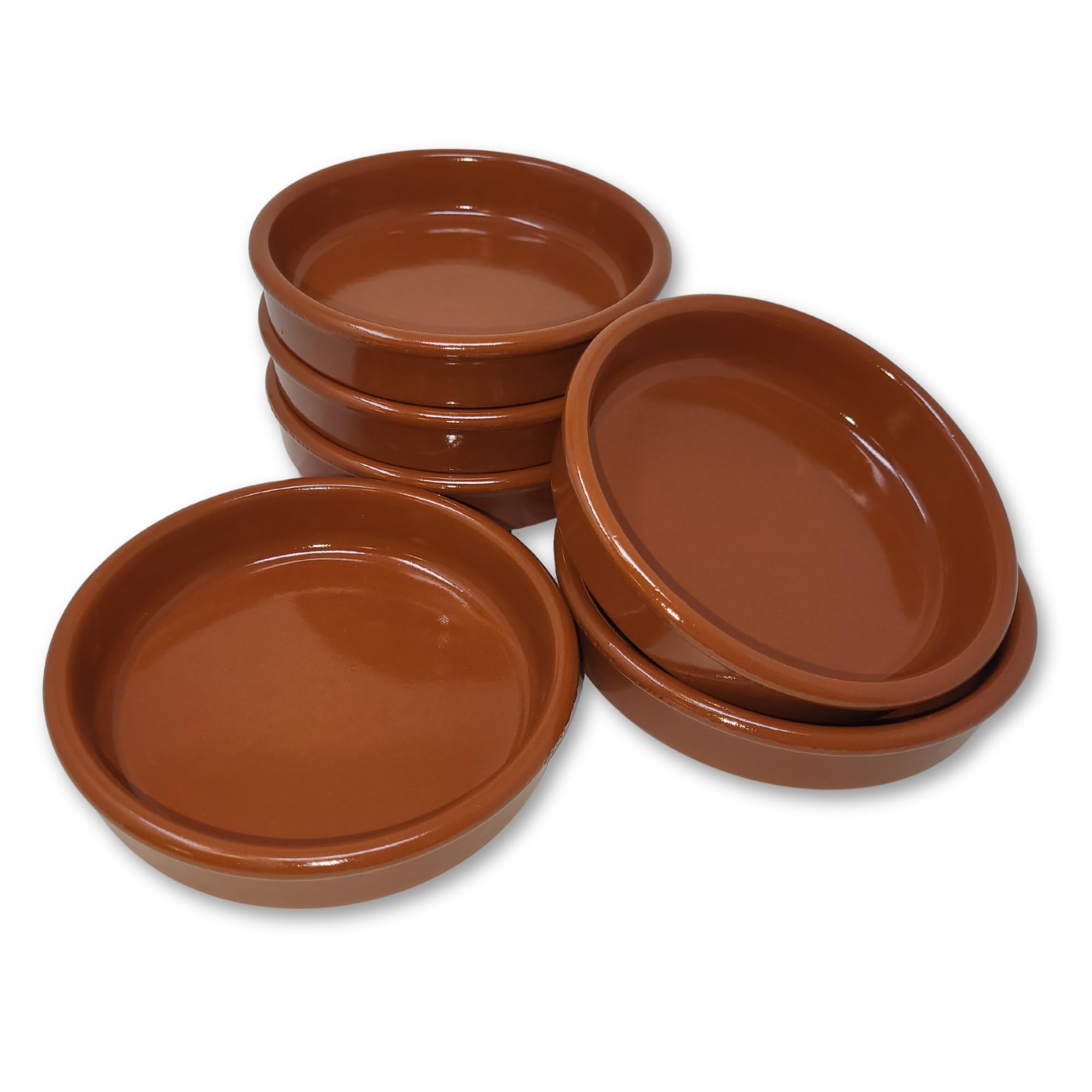ToCi Set of 6 Tapas Bowls Brown Casserole Dish | 230 ml Cazuela Bowl | Clay Dessert Bowls Mediterranean Diameter 15 cm | Traditional Pottery from Spain