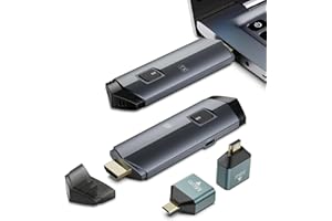 CAREGO 2024 Upgraded Wireless HDMI Transmitter and Receiver 4K,Portable Wireless HDMI Extender Kit 100FT Range, 2.4G/5G Plug & Play, Streaming from Laptop/PC/TV Box/Camera to Monitor/Projector/HDTV (Black)