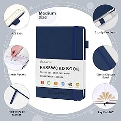 JUBTIC Password Keeper Book with Alphabetical