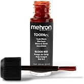 Mehron Makeup Tooth FX - BLOOD RED, Temporary Special FX Tooth Paint | Brush Off, Mouth Safe Teeth Makeup. Brush Included. Perfect for Halloween, Cosplay, &amp; Theater. Cruelty Free &amp; Made in the USA