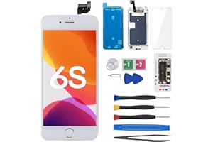 CYKJGS for iPhone 6S Screen Replacement White 4.7 inch with Home Button, 3D Touch Digitizer LCD Display Full Assembly Fix Kit, Front Camera Proximity Sensor Ear Speaker Repair Tools A1633 A1688 A1700
